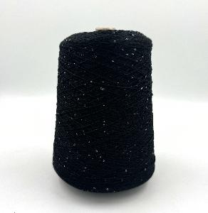 Пряжа Cotton Paillettes, D&C Yarns, хлопок, цвет черная смола